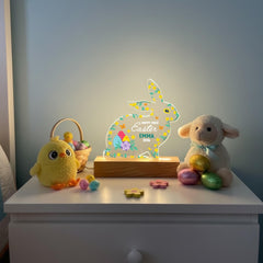 Personalised First Easter Bunny LED Acrylic Plaque Night Light - Gift for Baby Boy or Girl
