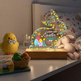 Personalised First Easter Bunny LED Acrylic Plaque Night Light - Gift for Baby Boy or Girl