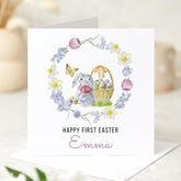 Personalised First Easter Card for Baby Easter Bunny Cute Floral 1st Easter Card Nephew Niece Grandson Granddaughter Stepson Stepdaughter