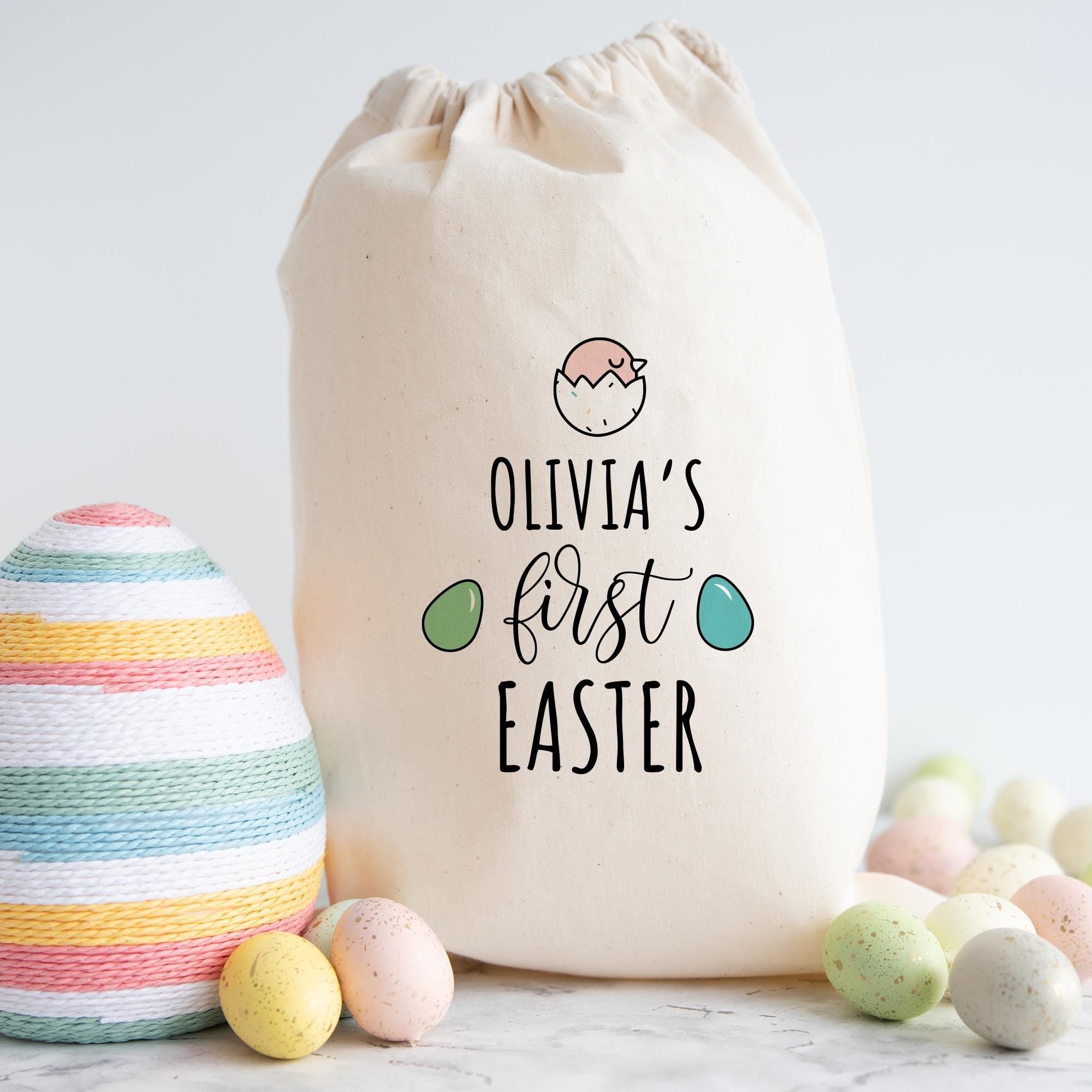 Personalised First Easter Sack for Kids – Gift Bag with Name for Egg Hunt
