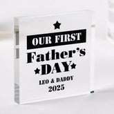 Personalised First Father's Day Acrylic Plaque with Names and Year Our 1st Fathers Day Keepsake Gift for Daddy from Baby or the bump