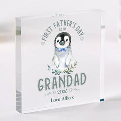 Personalised First Father's Day as my Grandad Acrylic Plaque Cute Penguin Keepsake Gift from Grandchild for grandfather grandpa 1st Fathers