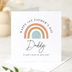 Personalised First Father’s Day Card for Daddy Daddy to Be Custom Name Rainbow Design Keepsake Card from Baby Bump