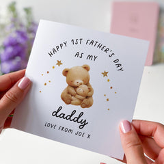 Personalised First Father’s Day Card for Grandpa Custom Name Cute Grandad Bear Design Keepsake Card from Grandchild