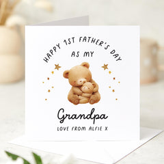 Personalised First Father’s Day Card for Grandpa Custom Name Cute Grandad Bear Design Keepsake Card from Grandchild