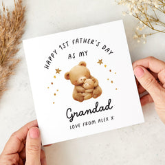 Personalised First Father’s Day Card for Grandpa Custom Name Cute Grandad Bear Design Keepsake Card from Grandchild