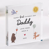 Personalised First Father's Day Gift for Dad Acrylic Plaque Cute Keepsake for 1st Fathers Day Daddy From Baby with Name & Year Dada Bear