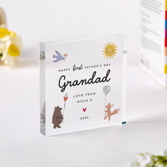 Personalised First Father's Day Gift for Grandad Acrylic Plaque 1st Fathers Day Keepsake for Grandad From Baby with Name & Year Grandpa