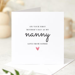 Personalised First Mother's Day as my Nanny Card Thoughtful Gift for New Grandmother Custom Name Keepsake Card for Nanny Nana Grandma 1st