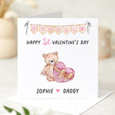 Personalised First Valentine's Day Card for Daddy from Daughter Cute Teddy Bear Design with name Thoughtful Gift Dad's Special Day Dada Bear