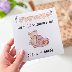 Personalised First Valentine's Day Card for Daddy from Daughter Cute Teddy Bear Design with name Thoughtful Gift Dad's Special Day Dada Bear