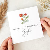Personalised Floral Birthday Card for Her – Custom Name and Age – Elegant Milestone Card for Mum Sister Daughter Friend – Keepsake Gift Card