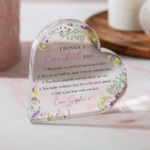 Personalised Floral Heart Acrylic Plaque - Things I Love About You