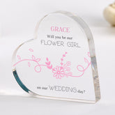 Personalised Flower Girl Proposal Gift Acrylic Plaque Will You Be Our Flower Girl Name Wedding Keepsake with Floral Design for Little Girls