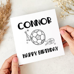 Personalised Football Birthday Card for Boy Fun Sketch Design Custom Name Card for Son Brother Nephew Football Fan 5th 6th 7th 8th 9th 10th