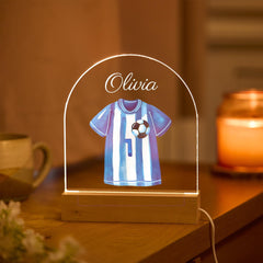 Personalised Football Night Light Name LED Lamp Soccer Shirt Theme Kids Room Decor Gift for Boys