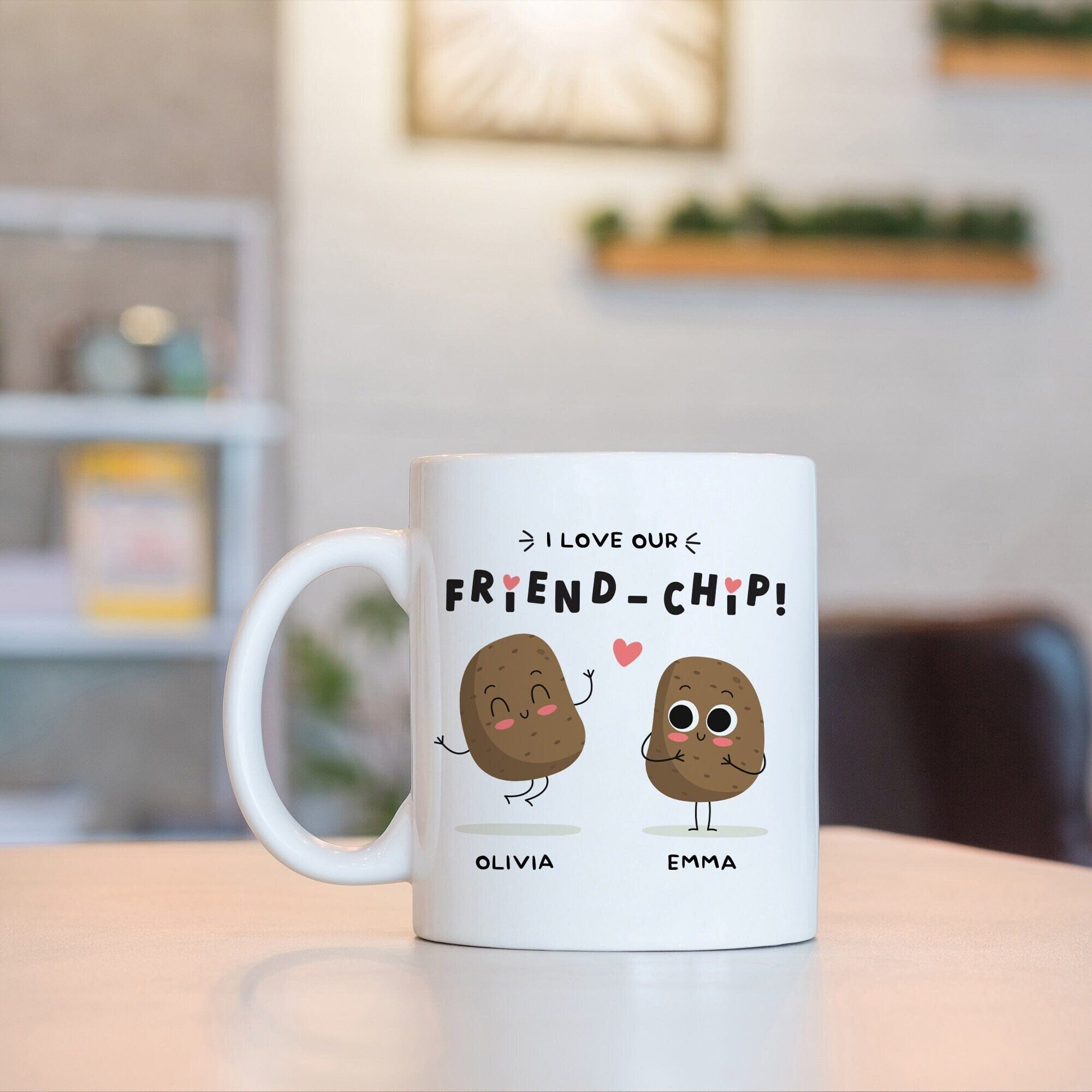 Personalised Funny Friendship Mug I Love Our Friend - Chip Gift For Friend Bestie Mug With Names