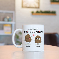Personalised Funny Friendship Mug I Love Our Friend - Chip Gift For Friend Bestie Mug With Names