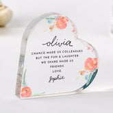 Personalised Gift for Colleague - Acrylic Heart Plaque – Christmas Birthday Friendship Keepsake – Thank You or Leaving Gifts