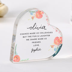 Personalised Gift for Colleague - Acrylic Heart Plaque – Christmas Birthday Friendship Keepsake – Thank You or Leaving Gifts