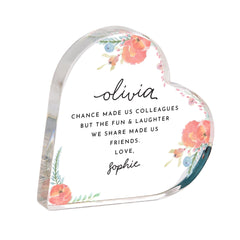 Personalised Gift for Colleague - Acrylic Heart Plaque – Christmas Birthday Friendship Keepsake – Thank You or Leaving Gifts