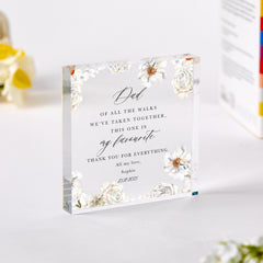 Personalised Gift for Father of the Bride Dad Acrylic Plaque Sentimental Wedding Day Gift from Daughter Elegant Floral Keepsake