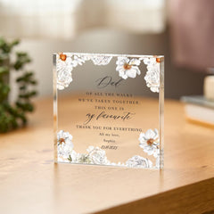 Personalised Gift for Father of the Bride Dad Acrylic Plaque Sentimental Wedding Day Gift from Daughter Elegant Floral Keepsake