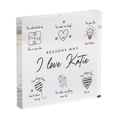 Personalised Gift for Her – Acrylic Plaque – Christmas Birthday Keepsake for Friend, Girlfriend, Wife – Reasons Why I Love You