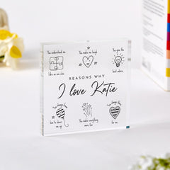 Personalised Gift for Her – Acrylic Plaque – Christmas Birthday Keepsake for Friend, Girlfriend, Wife – Reasons Why I Love You