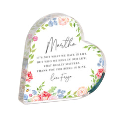 Personalised Gift for Her – Custom Acrylic Heart Plaque Keepsake with Name – Birthday, Christmas or Thank You Present for Friend Colleague