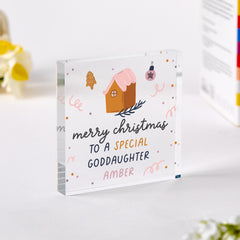 Personalised Goddaughter Christmas Gift Acrylic Plaque Keepsake from Godparents or Family 1st Xmas Gift for Baby Girl
