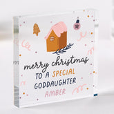 Personalised Goddaughter Christmas Gift Acrylic Plaque Keepsake from Godparents or Family 1st Xmas Gift for Baby Girl