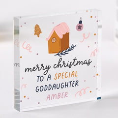Personalised Goddaughter Christmas Gift Acrylic Plaque Keepsake from Godparents or Family 1st Xmas Gift for Baby Girl