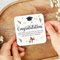 Personalised Graduation Gift Coaster Congratulations Message Gift for Graduate from Parents or Family Keepsake with Custom Name