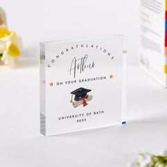Personalised Graduation Gift with University Name Acrylic Plaque Class of 2025 Keepsake for Son Daughter Niece Nephew Grandson Granddaughter