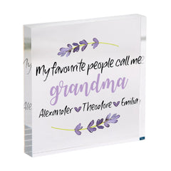 Personalised Grandma Gift Acrylic Plaque Custom Name Keepsake with Children’s Names, Mother’s Day Birthday or Christmas Gift