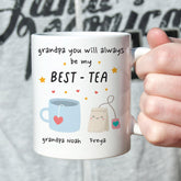 Personalised Grandpa Best - Tea Mug – Cute Father’s Day, Birthday or Christmas Present for Grandad – Funny Tea Pun Gift from Grandchild