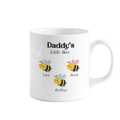 Personalised Grandpa Mug, Custom Grandchildren Names Gift, Little Bees Coffee Cup