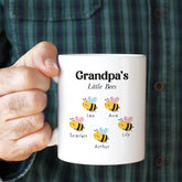 Personalised Grandpa Mug, Custom Grandchildren Names Gift, Little Bees Coffee Cup