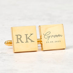 Personalised Groom Cufflinks Custom Initial and Wedding Date Gift for Husband to Be Fiancé Wedding Day Keepsake Wedding Role Cufflinks