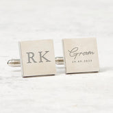 Personalised Groom Cufflinks Custom Initial and Wedding Date Gift for Husband to Be Fiancé Wedding Day Keepsake Wedding Role Cufflinks