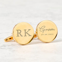 Personalised Groom Cufflinks Custom Initial and Wedding Date Gift for Husband to Be Fiancé Wedding Day Keepsake Wedding Role Cufflinks