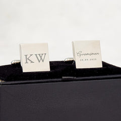 Personalised Groomsman Cufflinks Custom Initial and Wedding Date Gift for Best Man, Ushers or Father of the Bride Wedding Role Cufflinks
