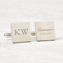 Personalised Groomsman Cufflinks Custom Initial and Wedding Date Gift for Best Man, Ushers or Father of the Bride Wedding Role Cufflinks