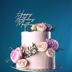 Personalised Handwriting Birthday Cake Topper, Rustic Party Decor, Custom Name, Wooden Gold Silver Rose Gold Black