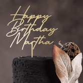 Personalised Handwriting Birthday Cake Topper, Rustic Party Decor, Custom Name, Wooden Gold Silver Rose Gold Black