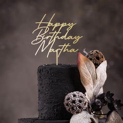 Personalised Handwriting Birthday Cake Topper, Rustic Party Decor, Custom Name, Wooden Gold Silver Rose Gold Black