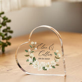 Personalised Heart Acrylic Plaque – Wedding Engagement Anniversary Keepsake