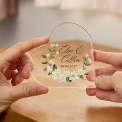 Personalised Heart Acrylic Plaque – Wedding Engagement Anniversary Keepsake