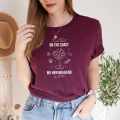 Personalised Hen Party T-Shirt Last Toast on the Coast Custom Bridal Shower Weekend Shirt with Location & Year for Bride Tribe